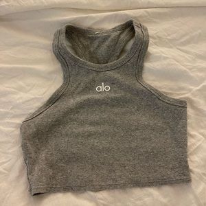 Alo Yoga - Aspire Tank - Dove Grey/Heather/White in size SMALL